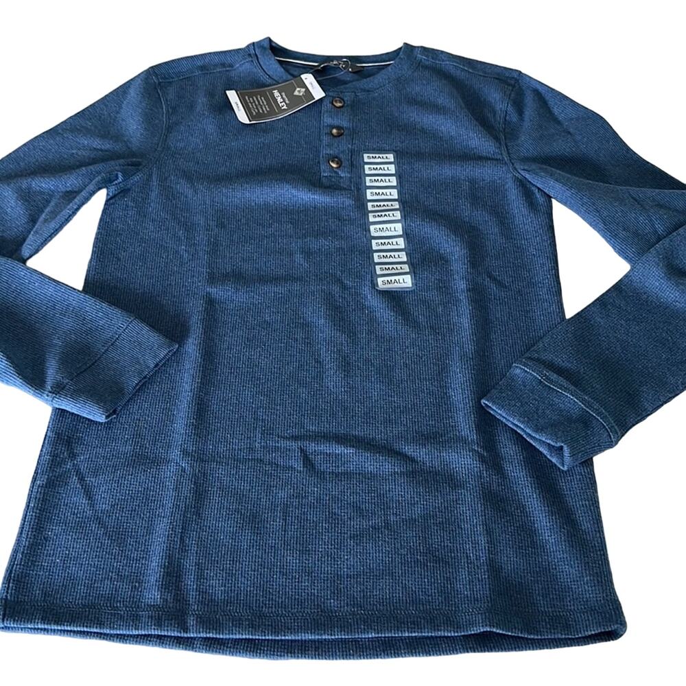 Members Mark Blue Henley Long Sleeve Knit Top Mens Size Small
